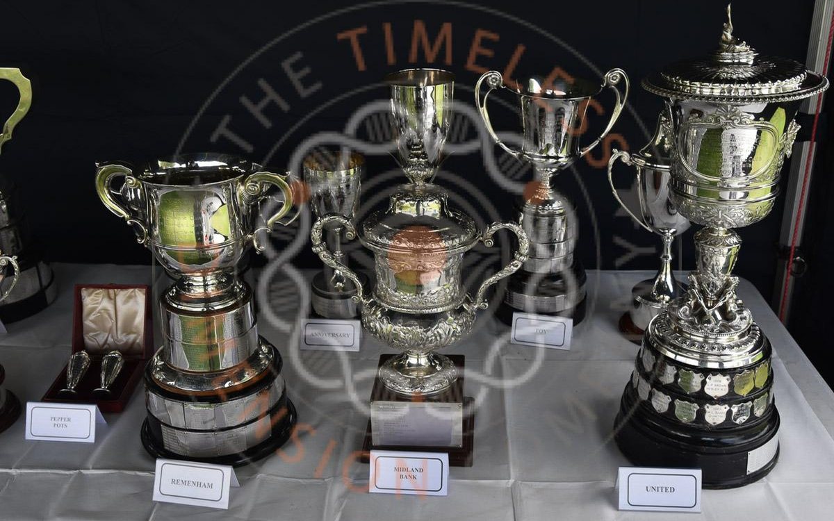 Regatta trophies displayed for presentation